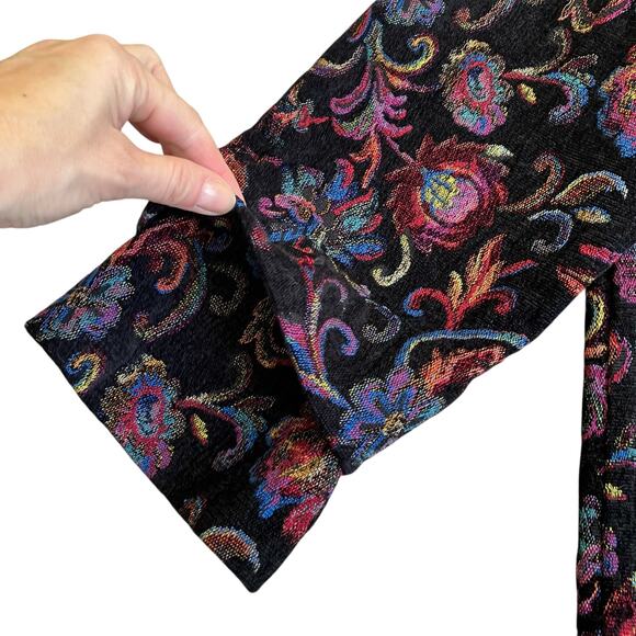 Habitat Sz M Floral Jacquard Tapestry Swing Coat Jacket Chunky Buttons Bohemian - Picture 8 of 16